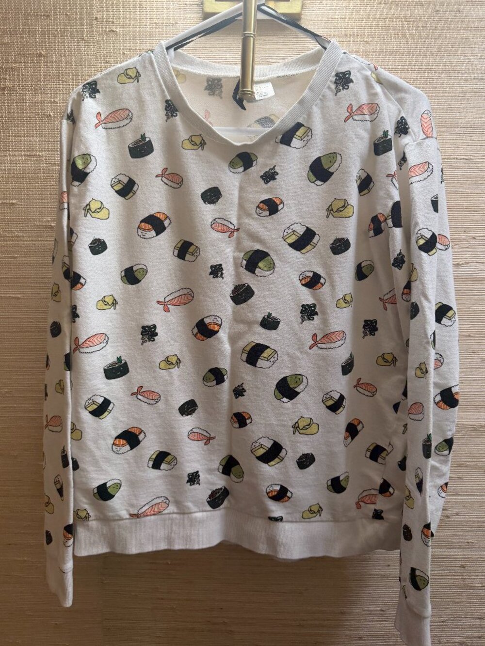 H&M Divided Sushi Print White Sweatshirt Pullover Large